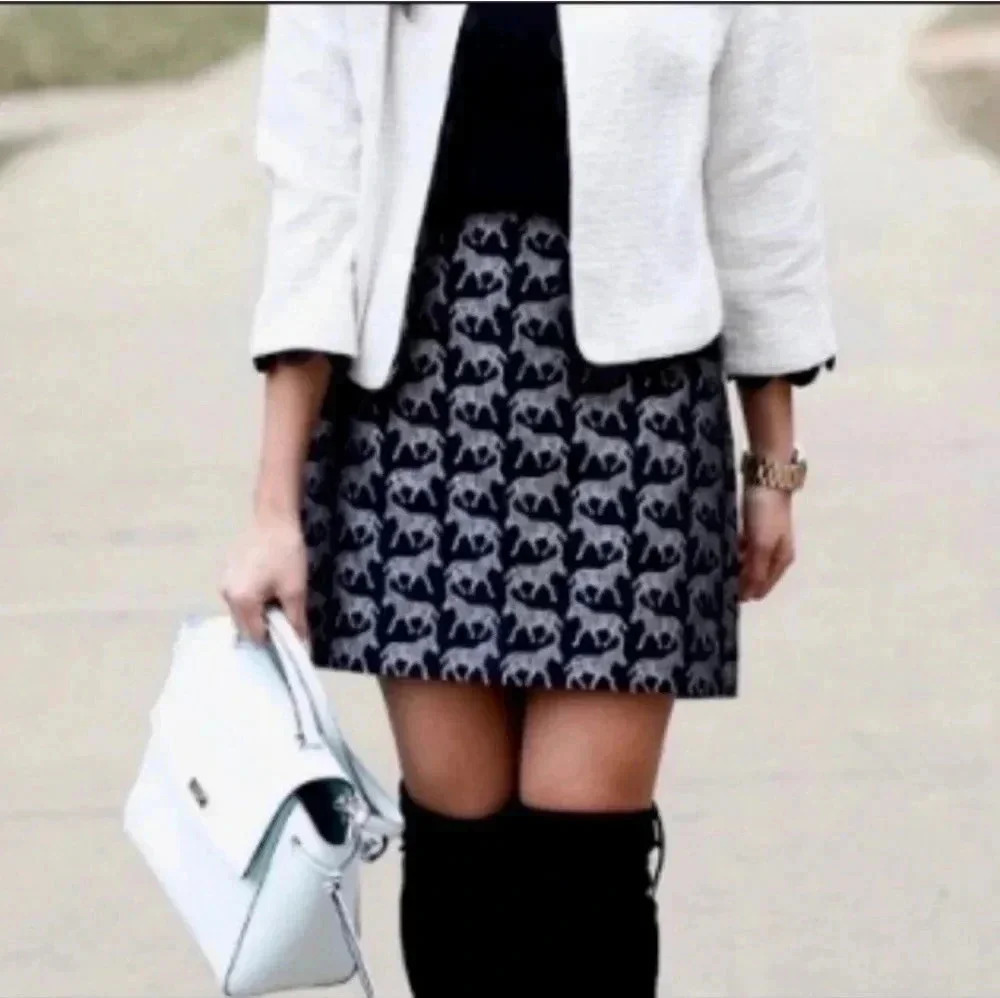 J.Crew Novelty Zebra Print Animal Print Jacquard Fully Lined Mini Skirt(4)